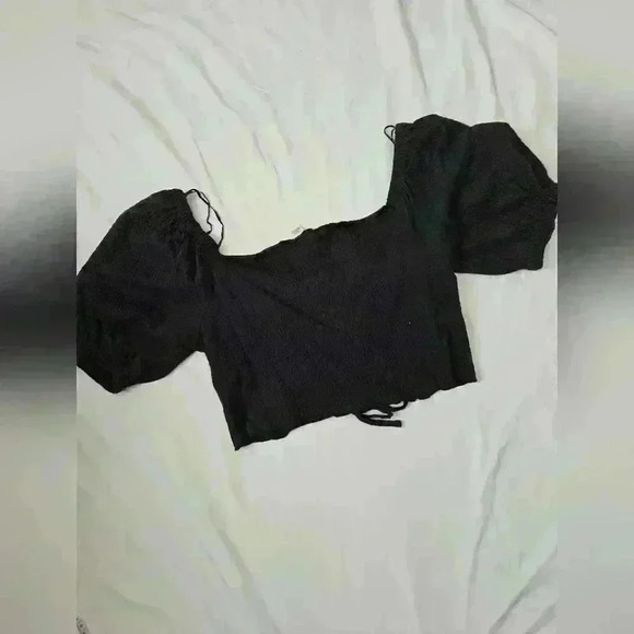 Flirty Ruched Cotton Gauze Crop Top - Picture 4 of 8